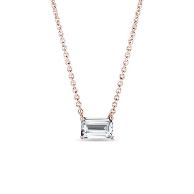 EMERALD CUT LAB GROWN DIAMOND NECKLACE IN ROSE GOLD - DIAMOND NECKLACES - NECKLACES