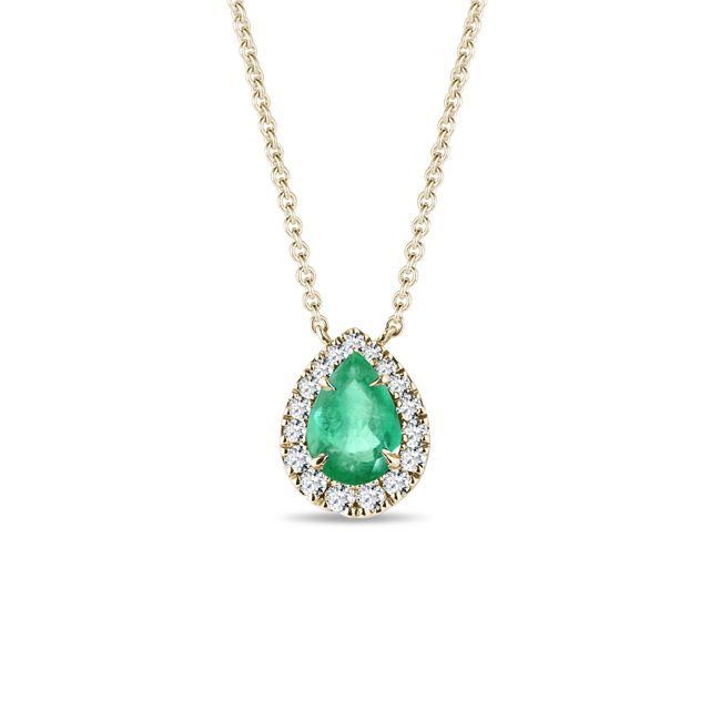 ELEGANTE DIAMANTHALSKETTE MIT SMARAGD IN GELBGOLD - KETTEN MIT SMARAGD - KETTEN