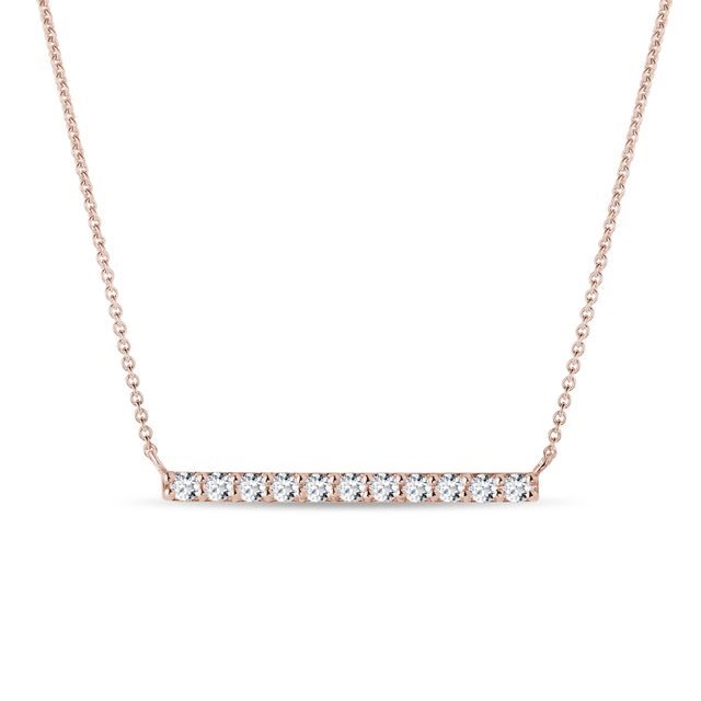 COLLIER EN OR ROSE AVEC BARRETTE DE DIAMANTS - COLLIERS AVEC DIAMANTS - COLLIERS