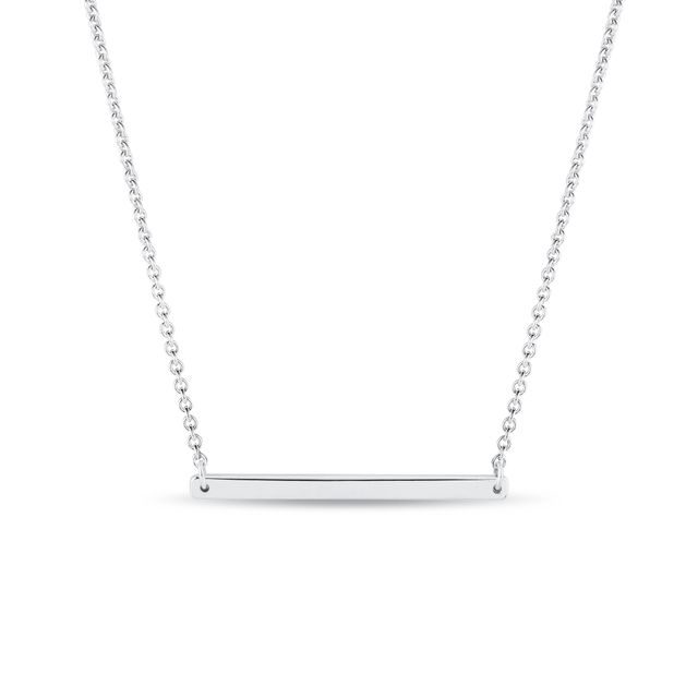 SMOOTH WHITE GOLD HORIZONTAL BAR NECKLACE - WHITE GOLD NECKLACES - NECKLACES