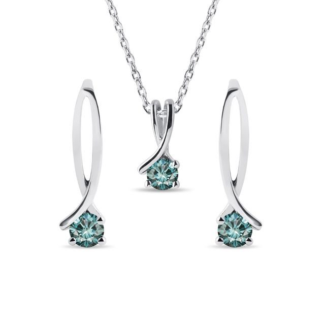 SCHMUCKSET MIT BLAUEN DIAMANTEN IN WEISSGOLD - SCHMUCK SETS DIAMANT - SCHMUCK