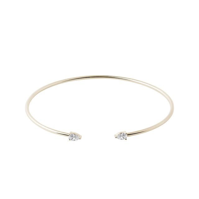 BRACELET JONC EN OR JAUNE ET DIAMANTS TAILLE GOUTTE - BRACELETS MANCHETTE - BRACELETS