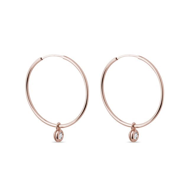 BEZELED DIAMOND HOOP EARRINGS IN ROSE GOLD - DIAMOND EARRINGS - EARRINGS