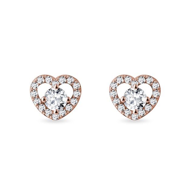 Diamond heart earrings in rose gold
