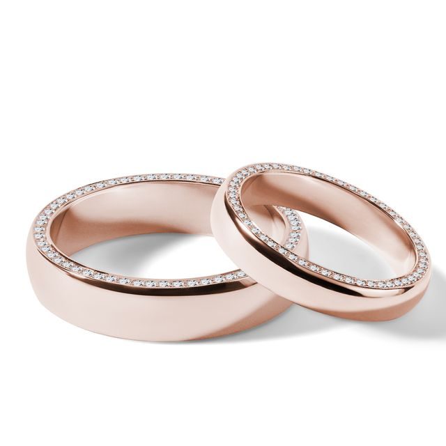 ENSEMBLE D'ALLIANCES EN OR ROSE AVEC DIAMANTS LATÉRAUX - ENSEMBLE D’ALLIANCES EN OR ROSE - ALLIANCES DE MARIAGE