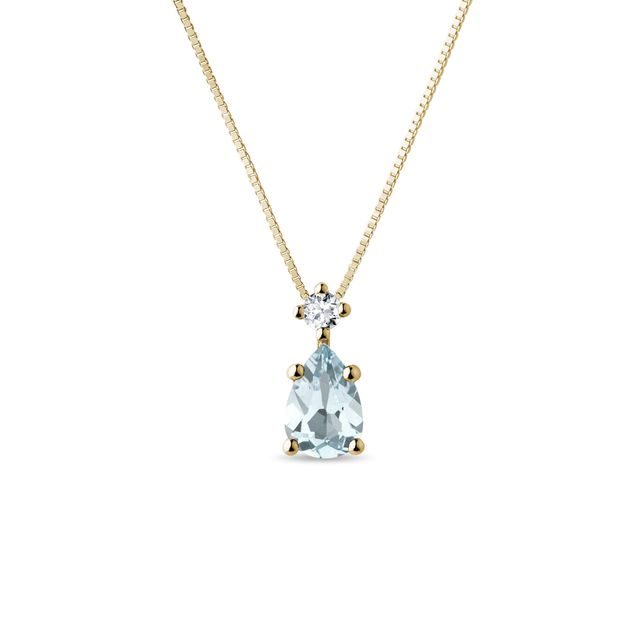 TROPFENFÖRMIGER AQUAMARINANHÄNGER IN 14 KT GELBGOLD - KETTEN MIT AQUAMARIN - KETTEN