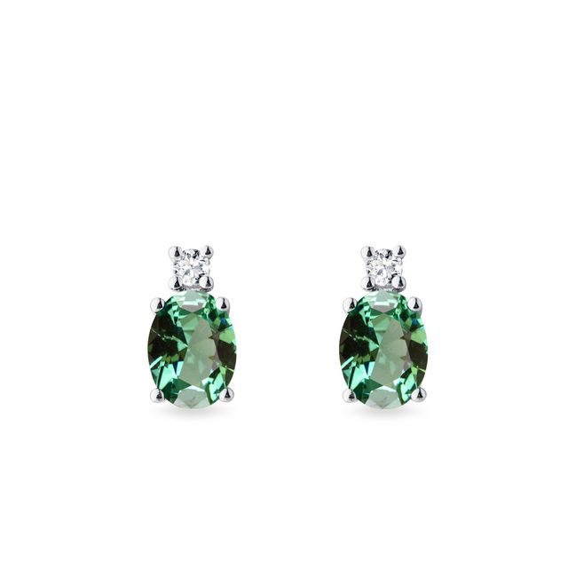 GREEN TOURMALINE AND DIAMOND EARRINGS IN WHITE GOLD - TOURMALINE EARRINGS - EARRINGS