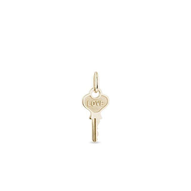 YELLOW GOLD "LOVE" KEY PENDANT - PENDANTS - NECKLACES