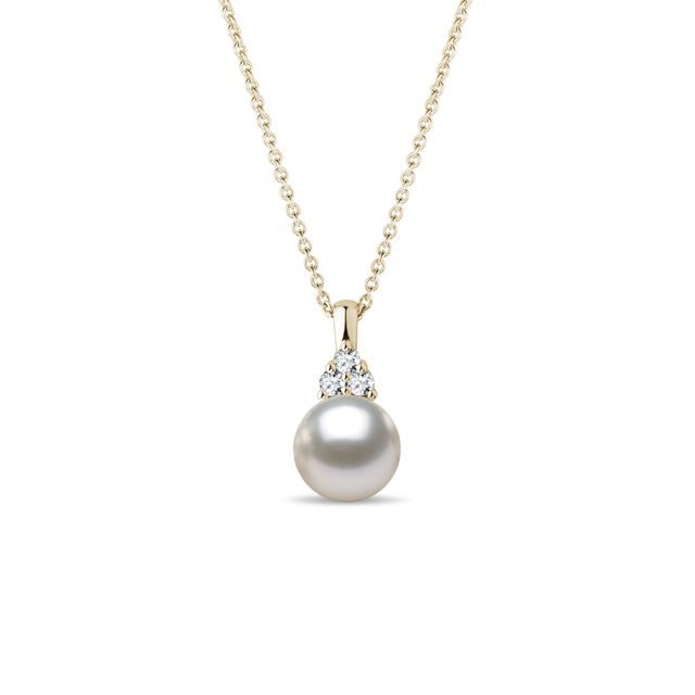 Akoya Pearl and Diamond Yellow Gold Necklace