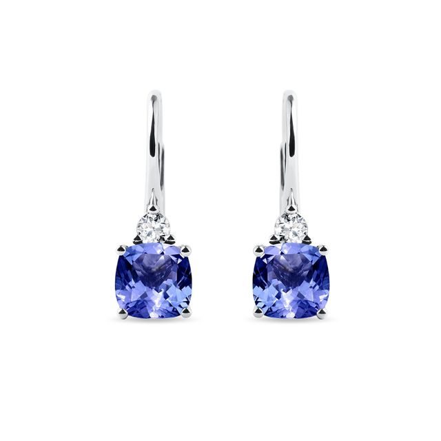 OHRRINGE AUS WEISSGOLD MIT TANSANITEN UND DIAMANTEN - OHRRINGE TANSANIT - OHRRINGE