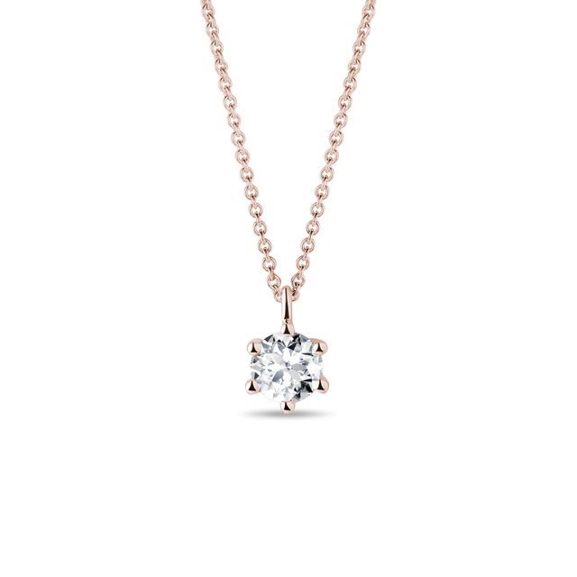COLLIER EN OR ROSE AVEC BRILLANT BLANC - COLLIERS AVEC DIAMANTS - COLLIERS