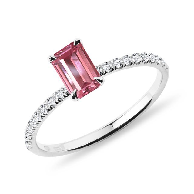 BAGUE EN OR BLANC AVEC DIAMANTS ET TOURMALINE - BAGUES EN TOURMALINE - BAGUES