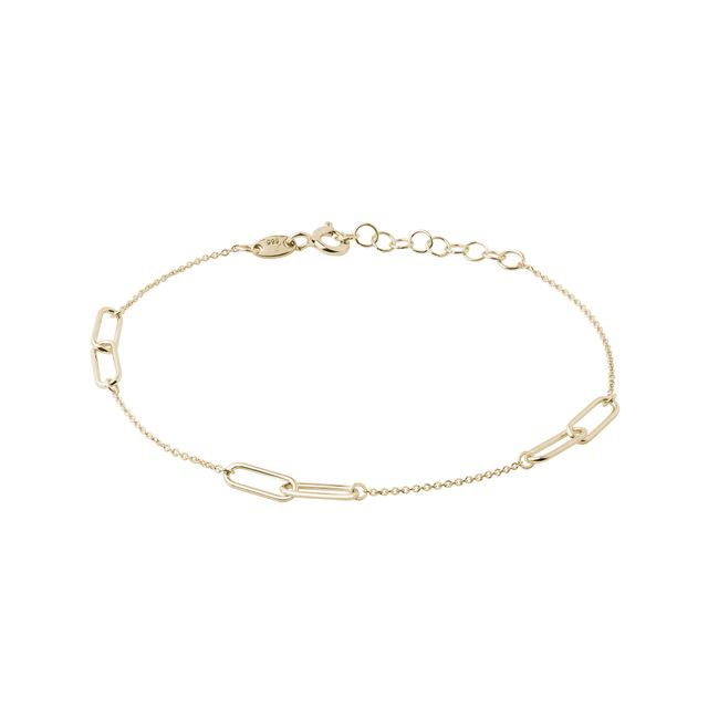 GOLD CHAIN BRACELET WITH GEOMETRIC LINKS - YELLOW GOLD BRACELETS - BRACELETS