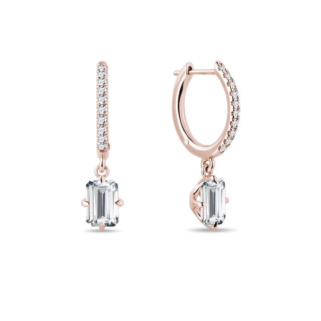 ROSÉGOLDENE OHRRINGE MIT LABOR-DIAMANTEN IM SMARAGDSCHLIFF - OHRRINGE DIAMANT - OHRRINGE