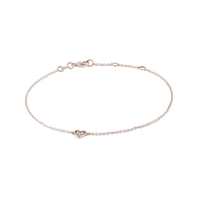 HEART BRACELET WITH DIAMONDS IN ROSE GOLD - DIAMOND BRACELETS - BRACELETS