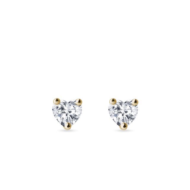 DIAMOND HEART YELLOW GOLD EARRINGS - DIAMOND STUD EARRINGS - EARRINGS