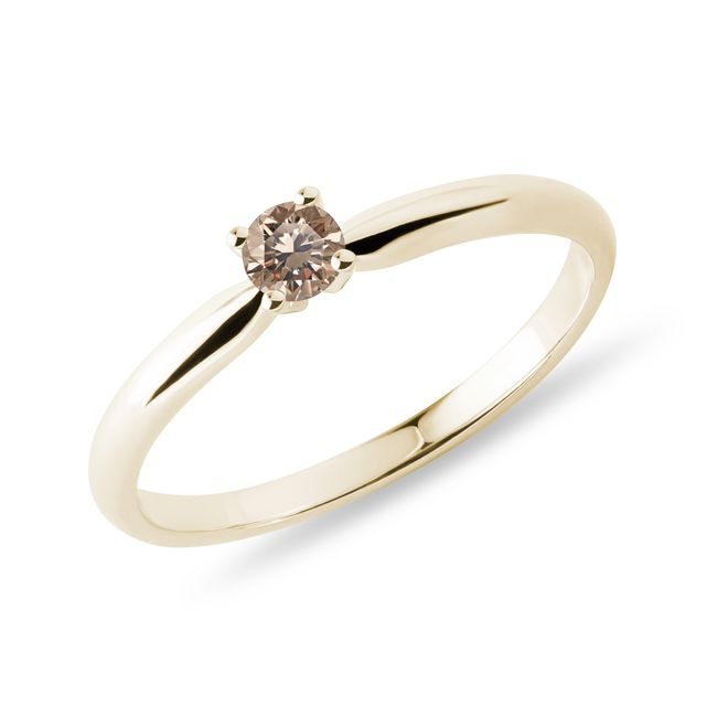 VERLOBUNGSRING MIT CHAMPAGNERFARBENEM DIAMANTEN IN GELBGOLD - VERLOBUNGSRINGE MIT FARBIGEN DIAMANTEN - VERLOBUNGSRINGE
