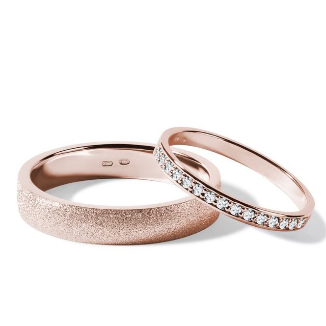 ROSE GOLD WEDDING RING SET WITH DIAMONDS - ROSE GOLD WEDDING SETS - WEDDING RINGS