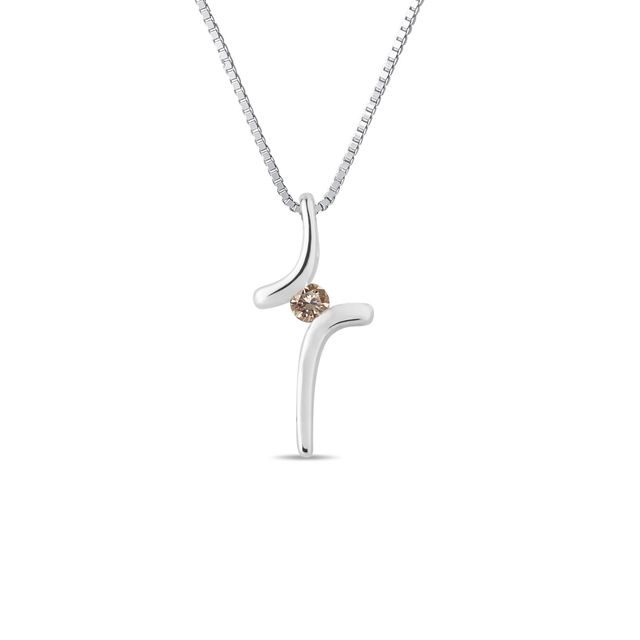 CHAMPAGNE DIAMOND CROSS PENDANT IN WHITE GOLD - DIAMOND NECKLACES - NECKLACES