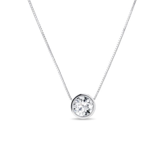 WHITE GOLD NECKLACE WITH BEZEL DIAMOND - DIAMOND NECKLACES - NECKLACES