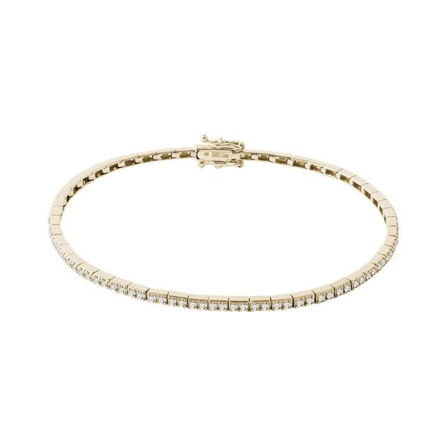 TENISOVÝ NÁRAMEK ZE ŽLUTÉHO 14K ZLATA S DIAMANTY - TENISOVÉ NÁRAMKY - NÁRAMKY