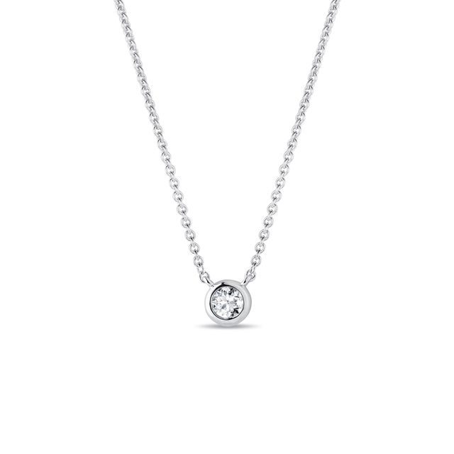 COLLIER D'OR BLANC AVEC DIAMANT SERTI CLOS - COLLIERS AVEC DIAMANTS - COLLIERS