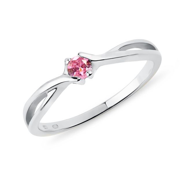 BAGUE EN OR BLANC AVEC SAPHIR ROSE DÉLICAT - BAGUES EN SAPHIR - BAGUES