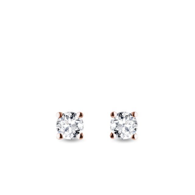 PUCES D'OREILLES ENDIAMANTÉES EN OR ROSE 14 CT - PUCES D'OREILLES EN DIAMANT - BOUCLES D'OREILLES