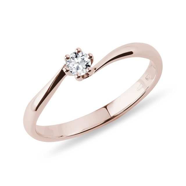RING IN 14K ROSE GOLD WITH BRILLIANT - SOLITAIRE ENGAGEMENT RINGS - ENGAGEMENT RINGS