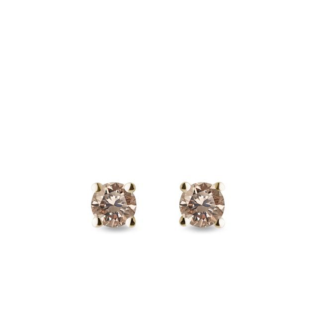 CHAMPAGNE DIAMOND STUD EARRINGS IN YELLOW GOLD - DIAMOND STUD EARRINGS - EARRINGS