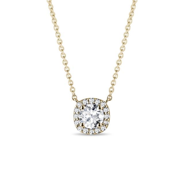 DIAMOND HALO NECKLACE IN YELLOW GOLD - DIAMOND NECKLACES - NECKLACES