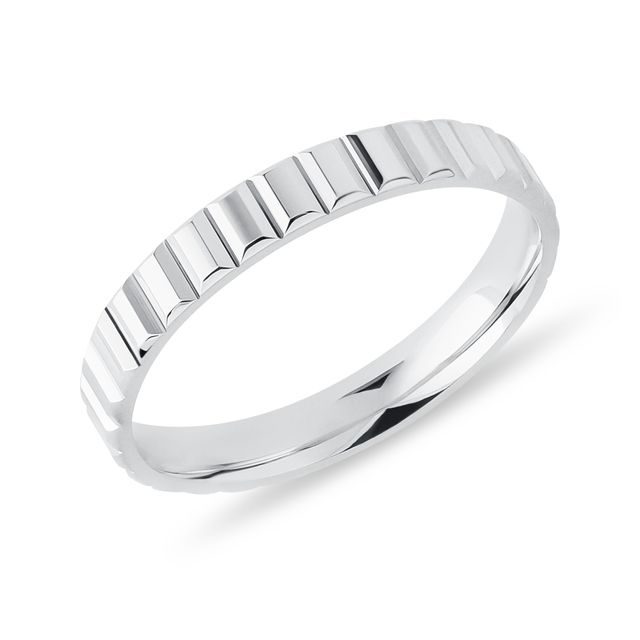 PROFILOVANÝ DÁMSKY PRSTEŇ Z BIELEHO 14K ZLATA - PRSTENE BIELE ZLATO - PRSTENE