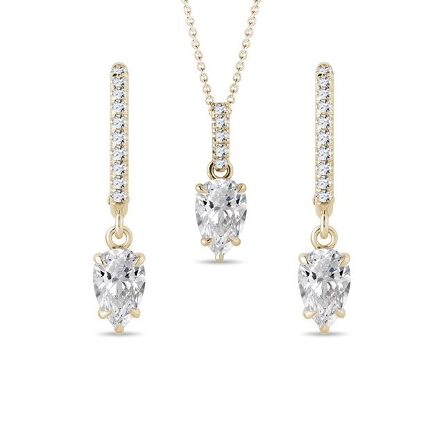SCHMUCKSET MIT LABORDIAMANTEN IN 14 KT GELBGOLD - SCHMUCK-SETS - SCHMUCK