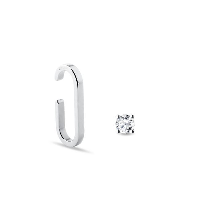 SET AUS OHRSTECKER UND OHRKLEMME MIT DIAMANT IN WEISSGOLD - SCHMUCK SETS DIAMANT - SCHMUCK