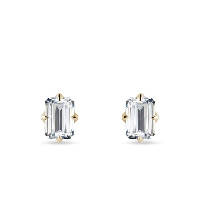 EMERALD CUT LAB GROWN DIAMOND STUDS IN YELLOW GOLD - DIAMOND STUD EARRINGS - EARRINGS
