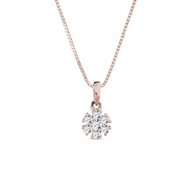 DIAMOND FLOWER PENDANT NECKLACE IN ROSE GOLD - DIAMOND NECKLACES - NECKLACES