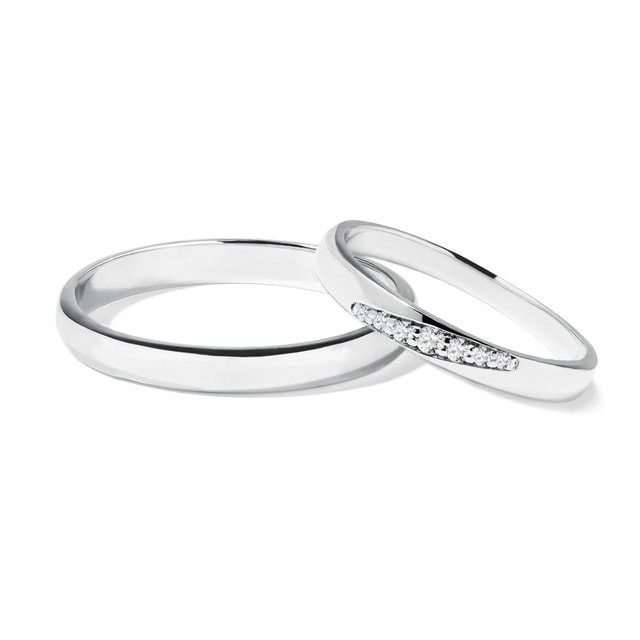 Ensemble d'anneaux de mariage en or blanc avec diamants