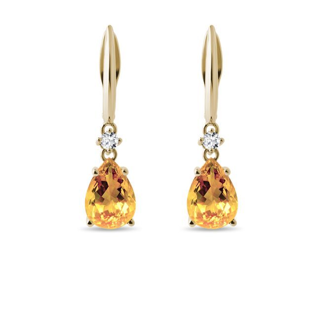 CITRIN OHRRINGE MIT DIAMANTEN - OHRRINGE CITRIN - OHRRINGE