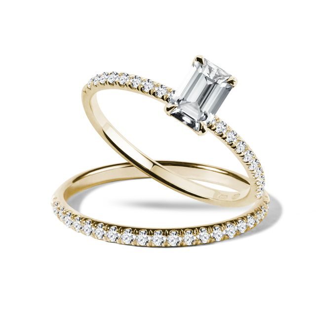 ENGAGEMENT SET WITH DIAMONDS IN GOLD - ENGAGEMENT AND WEDDING MATCHING SETS - ENGAGEMENT RINGS