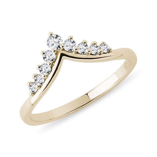 BAGUE CHEVRON EN OR JAUNE AVEC DIAMANT - ALLIANCES DE MARIAGE FEMMES - ALLIANCES DE MARIAGE