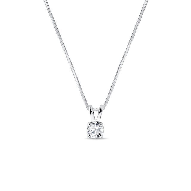 COLLIER EN OR BLANC 14 CT AVEC BRILLANT - COLLIERS AVEC DIAMANTS - COLLIERS