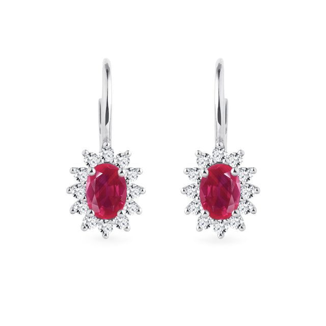 White Gold Earrings with Diamonds and Rubies