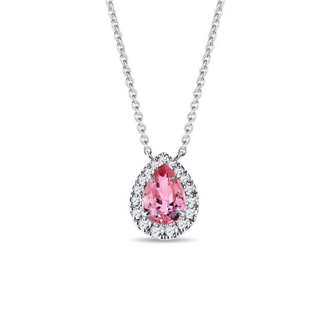 PINK SAPPHIRE AND DIAMOND NECKLACE IN WHITE GOLD - SAPPHIRE NECKLACES - NECKLACES