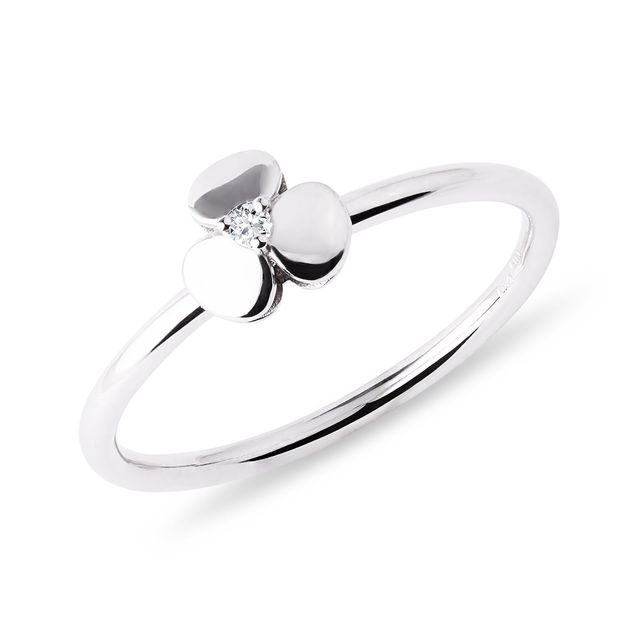 CHILDREN'S SHAMROCK RING IN WHITE GOLD - DIAMOND RINGS - RINGS