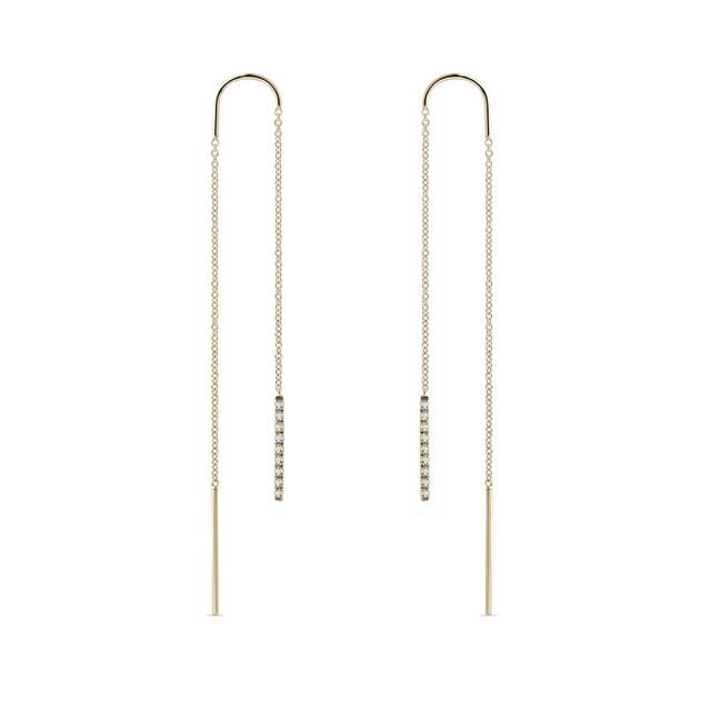 DIAMOND BAR THREADER GOLD EARRINGS - DIAMOND EARRINGS - EARRINGS