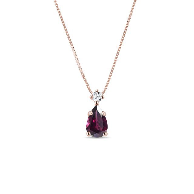 PENDENTIF EN OR ROSE AVEC RHODOLITE - COLLIERS AVEC GEMMES - COLLIERS