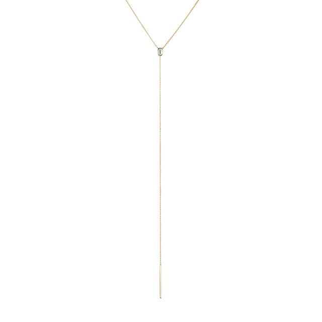 LONG MOISSANITE NECKLACE IN YELLOW GOLD - YELLOW GOLD NECKLACES - NECKLACES