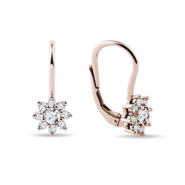 OHRRINGE AUS ROSÉGOLD MIT DIAMANTBLUMEN - OHRRINGE DIAMANT - OHRRINGE