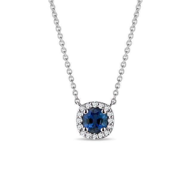 SAPPHIRE AND DIAMOND NECKLACE IN WHITE GOLD - SAPPHIRE NECKLACES - NECKLACES