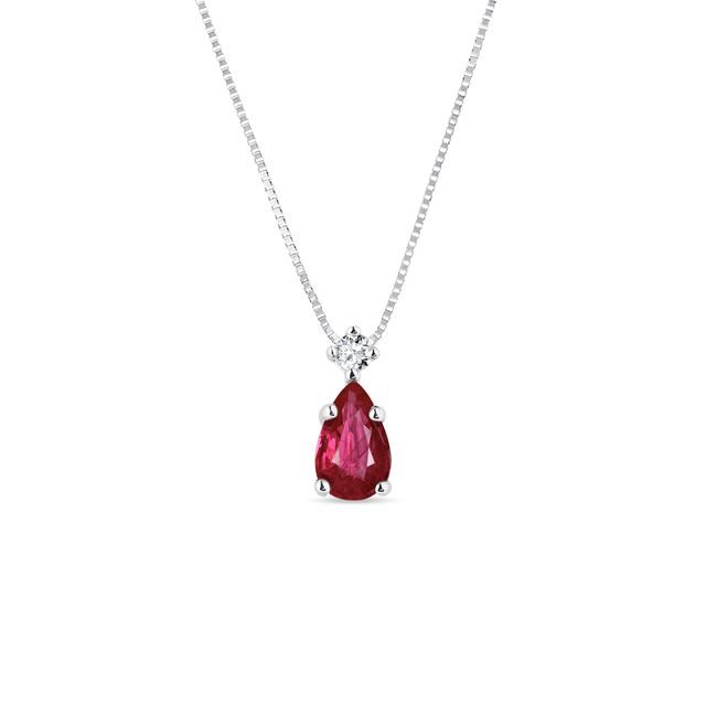 RUBY NECKLACE AND BRILLIANT IN WHITE GOLD - RUBY NECKLACES - NECKLACES